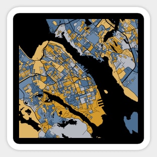 Halifax Map Pattern in Blue & Gold Sticker